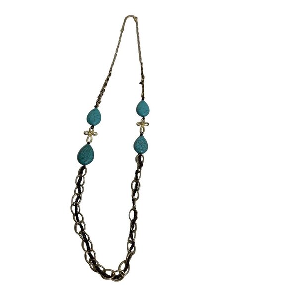 Fashion Costume Turquoise Teardrop Pendant Necklace Western Boho Statement - Picture 4 of 4